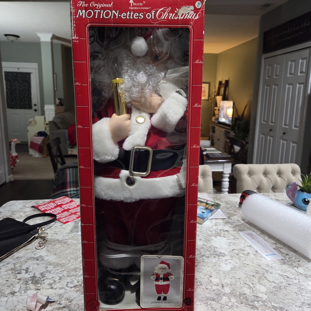 Vintage Telco Santa Claus Motion Figure With Box, Not Working